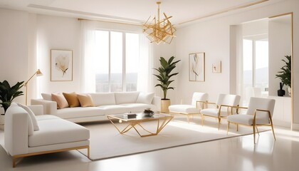 white and gold theme modern interior design