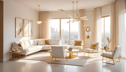 white and gold theme modern interior design