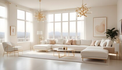 Fototapeta premium white and gold theme modern interior design