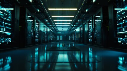 Modern Data Center with Advanced Server Racks, Generative AI