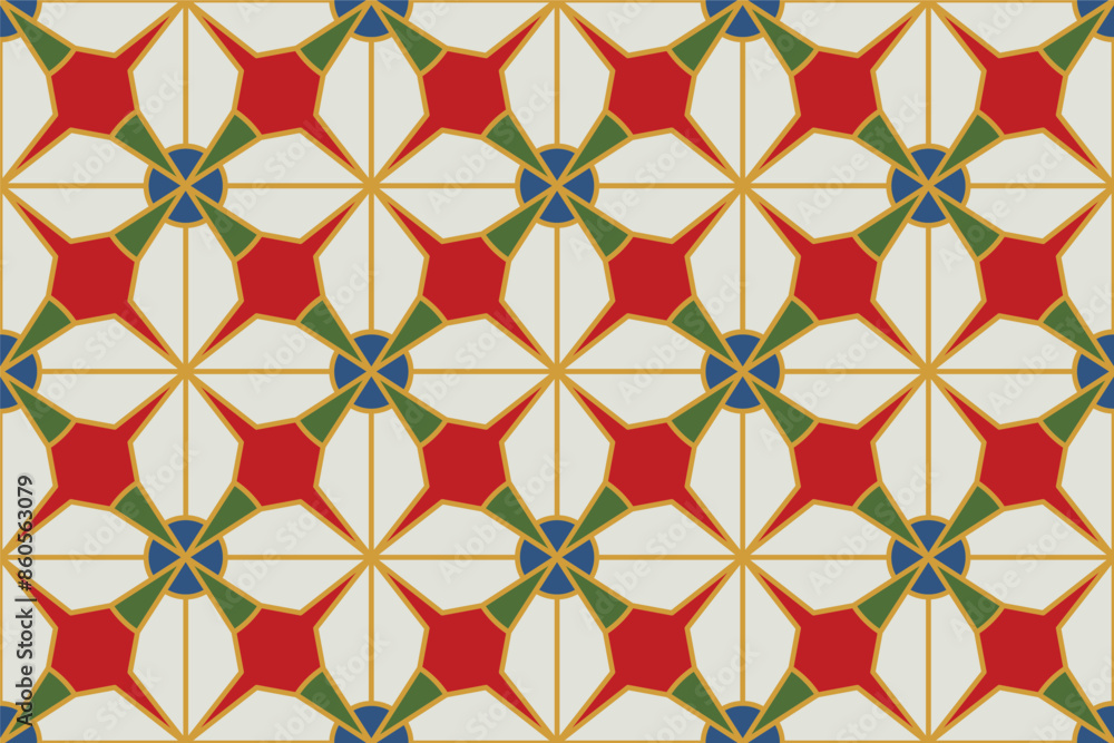 Aufkleber vector seamless geometric ornamental pattern. tile mosaic vibrant texture decorative bright colorful