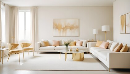 white and gold theme modern interior design