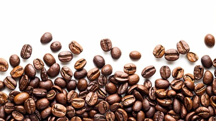Naklejka premium Fresh Coffee Beans on White Background for Cafe Menu Generative AI