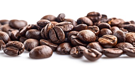 Naklejka premium Fresh Coffee Beans on White Background for Cafe Menu Generative AI