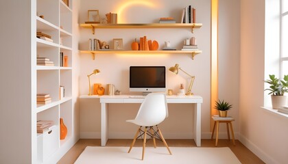 Fototapeta premium white and gold theme modern interior design