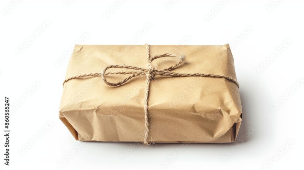 Poster empty parcel on white background for e-commerce generative ai