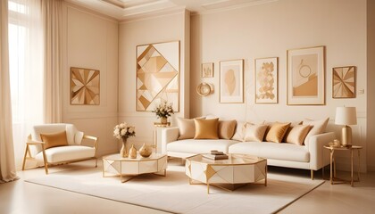 Fototapeta premium white and gold theme modern interior design