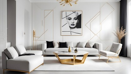 white and gold theme modern interior design