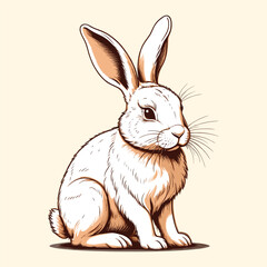 Cute Rabbit Engraved Illustration