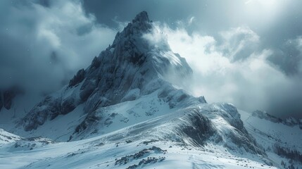 On sunny days, capture the magnificent scenery of the mountain peaks, the majestic mountain landscape, and the snowy mountaintops