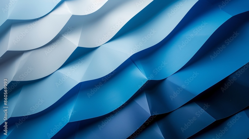 Aufkleber soothing blue gradient background with paper folds for relaxation generative ai