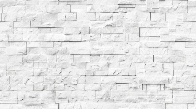 Fototapeta White brick wall with a clean, uniform texture and seamless pattern, creating a minimalist and modern backdrop, isolated on white.