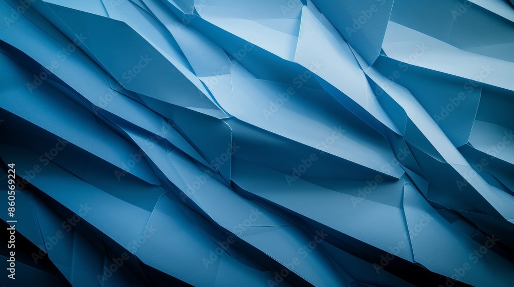 Aufkleber soothing blue gradient background with paper folds for relaxation generative ai