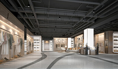 3d render of modern fashion shop