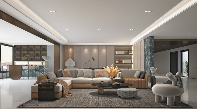 3d render of modern living room