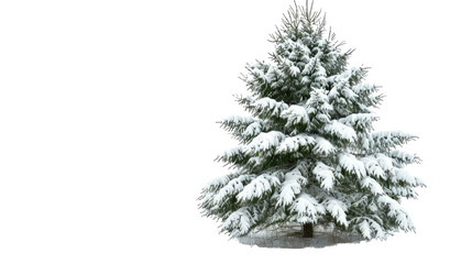 Coniferous tree with snow on a transparent background