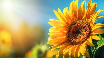 Fototapeta premium A vibrant close-up shot of a sunflower in full bloom