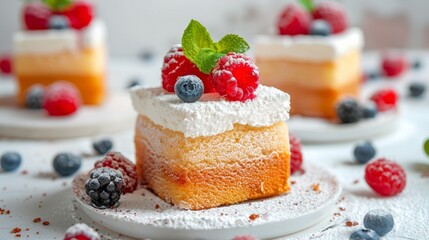 Delicious Sponge Cakes on Light Background for Baking Inspiration Generative AI