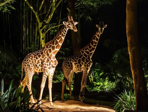 Fototapeta Enchanting Night Safari Experience at Singapore Zoo: Capturing Nocturnal Wildlife in Action