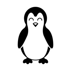 Cute penguin vector illustration. Happy baby penguin cartoon character design. Antarctic animal icon.