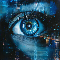 A technological blue eye with urban touches and lights