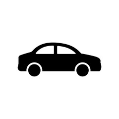 Car icon. Auto symbol. Automobile vector illustration. Vehicle sign. Sedan silhouette. Black car graphic design.