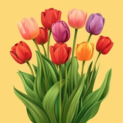 Fototapeta premium Vibrant Tulips for Spring Decor Generative AI