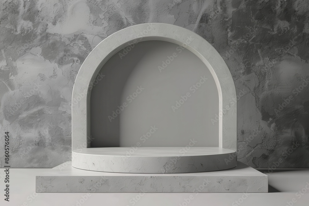 Aufkleber minimalist stage and backdrop with 3d vector illustration on a grey abstract layout