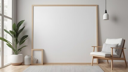 Frame mockup, ISO A paper size, Living room wall poster mockup, Interior mockup with house background, Modern interior design. 3D render