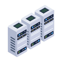 Modern isometric icon of server cabinets 

