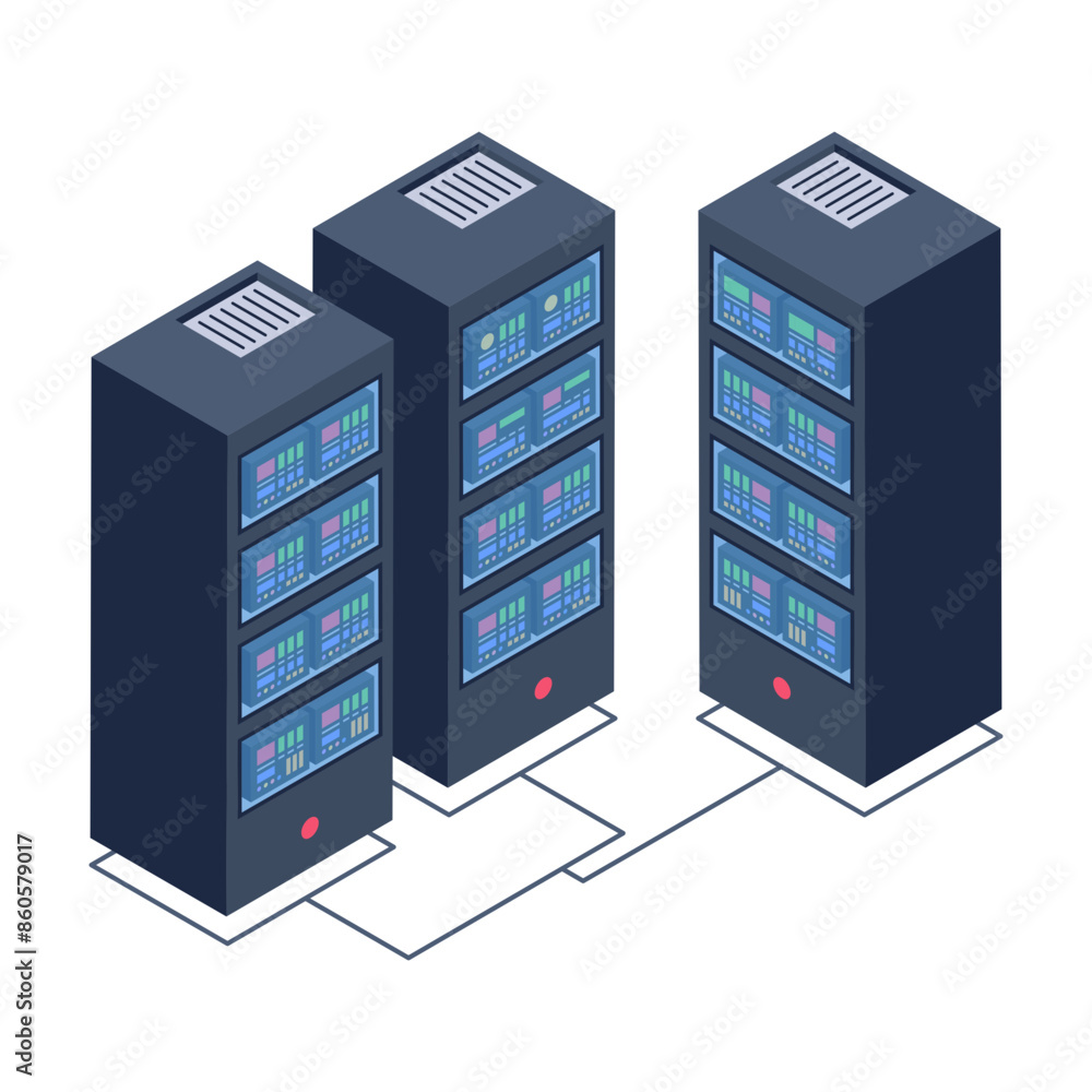 Canvas Prints editable isometric icon of server network