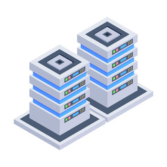 Get this isometric icon of data hosting 

