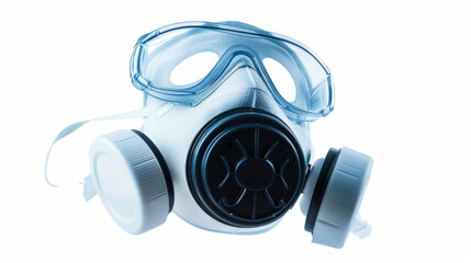 Respirator mask for protection against airborne contaminants isolated on white background