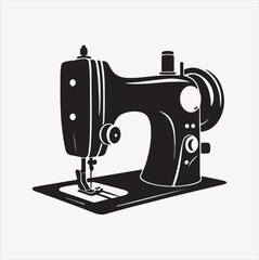 Sewing machine silhouette vector illustration on a White Background