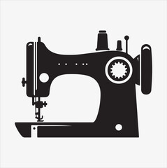 Sewing machine silhouette vector illustration on a White Background