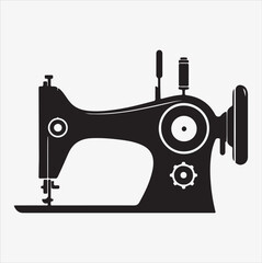 Sewing machine silhouette vector illustration on a White Background