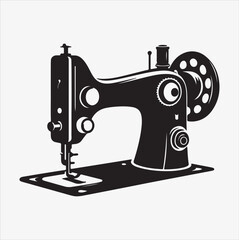 Sewing machine silhouette vector illustration on a White Background