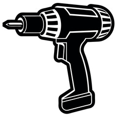 Black and white power tool drill screwdriver silhouette
