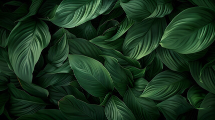 The leaves of Spathiphyllum cannifolium abstract dark green surface natural background tropical leaves : Generative AI