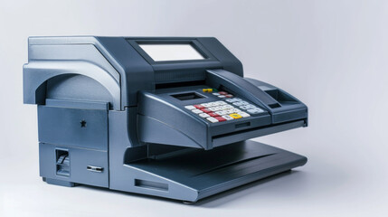 ATM journal printer for logging transaction details isolated on white background