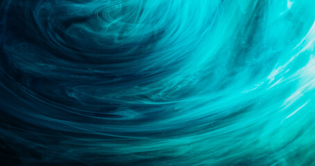 Mist wave. Paint water flow. Blur cyan blue color smoke cloud flow glitter particles texture ink...