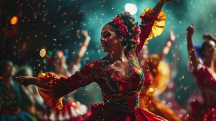 The Flamenco Festival in Seville. holidays in Spain. The girl in Spanish traditional attire. A...