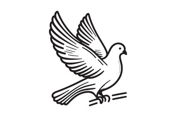 White Dove Linear Silhouette Vector