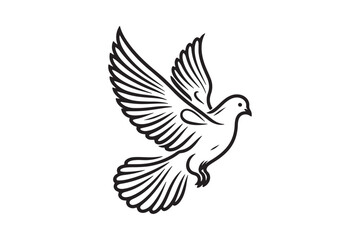 White Dove Linear Silhouette Vector