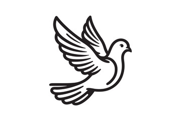 White Dove Linear Silhouette Vector