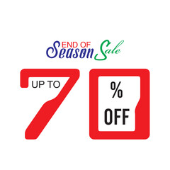 Summer End of Season Sale UP TO 70% OFF Vector Illustration Banner. Design Social Media Post.