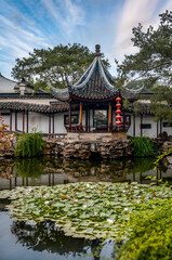 Naklejka premium Traditional Chinese garden with classical architecture