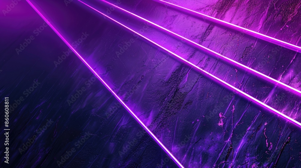 Poster purple neon lines on a dark background with copy space. modern background technology futuristic