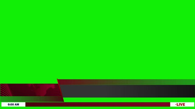 Breaking news lower third live news blank text boxes green screen animation 4k