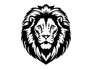 Majestic Mane Monochrome Lion Face Logo: Discover Elegance in Black and White, Perfect for Timeless Branding and Iconic Design – Unleash the Power and Grace of the King of Beasts in Your Visual Identi